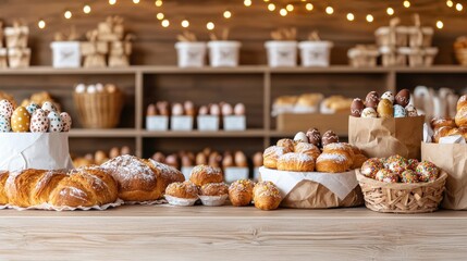 Fototapeta premium A rustic wooden table displaying an array of various types of bread freshly baked and ready to enjoy