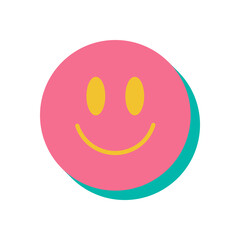 Brutalist smile icon. Abstract round shape with playful bubble element. Minimalist flat style showcases brutalism and y2k aesthetics. Perfect for modern graphics and contemporary art.