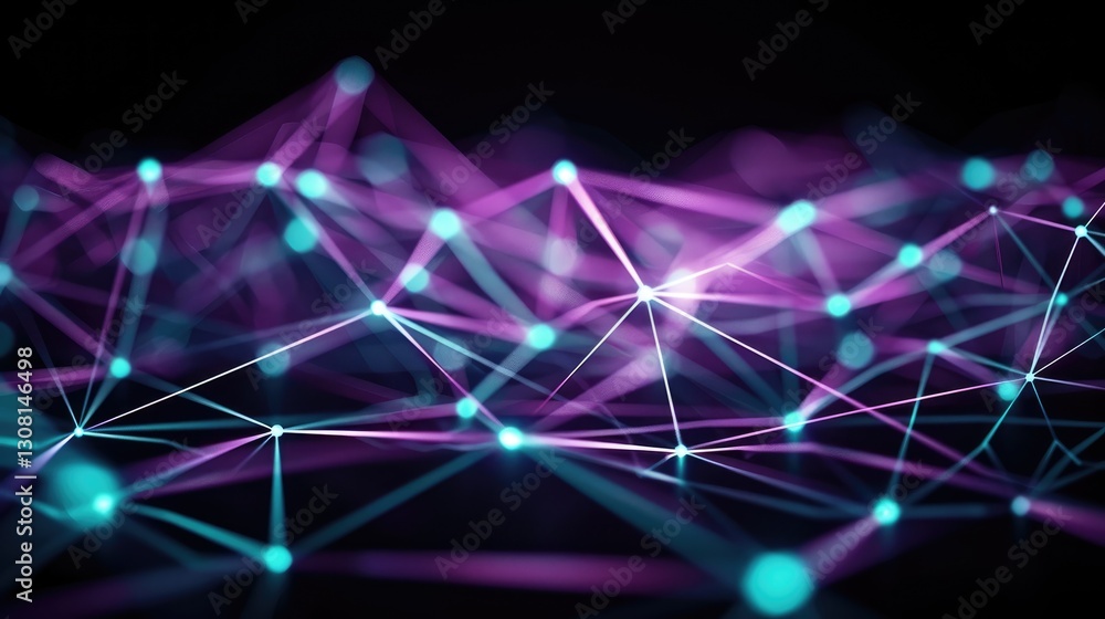 Aufkleber a vibrant network of interconnected lines and nodes in shades of purple and blue, representing data 