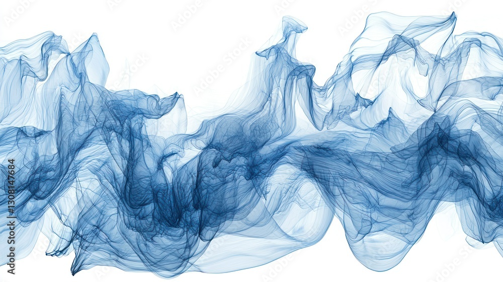 Poster A layered blue abstract design incorporating transparency and depth for a modern aesthetic.