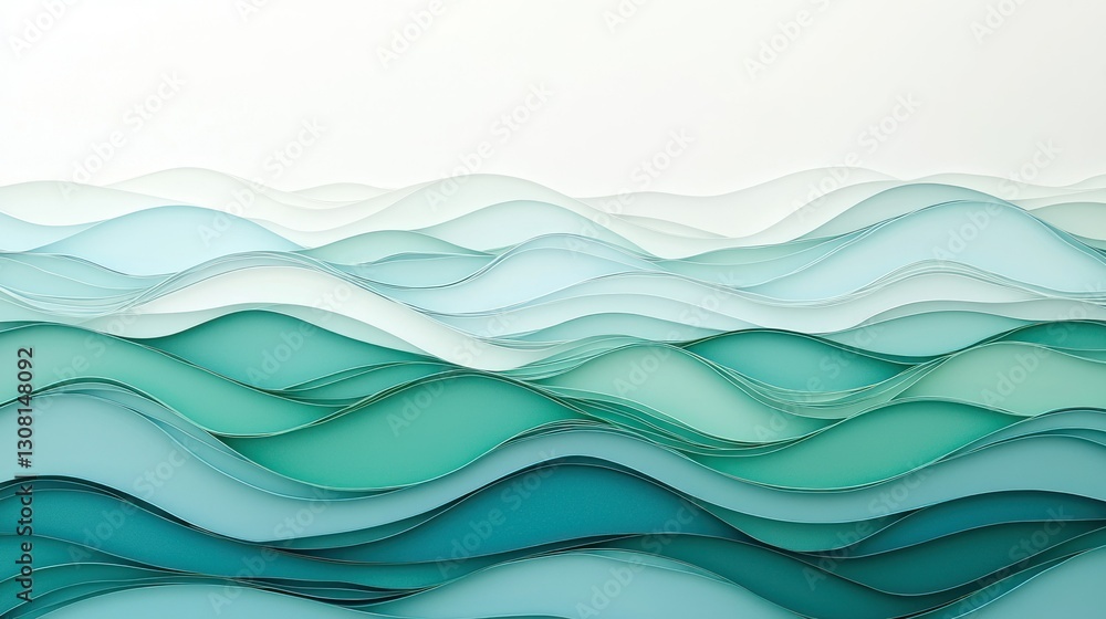 Poster a layered green and blue background with soft waves blending together.