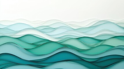Fototapeta premium A layered green and blue background with soft waves blending together.