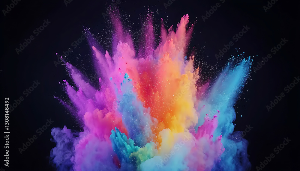 Aufkleber vibrant color explosion abstract art digital creation dark background close-up dynamic visual impact