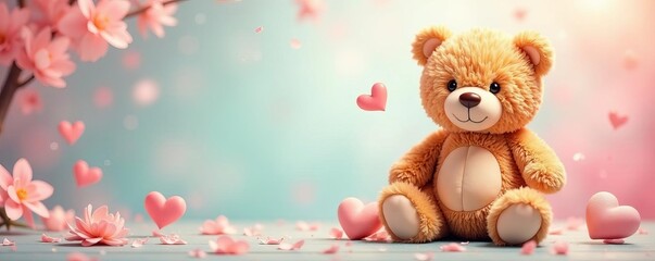 Fototapeta premium Whimsical teddy bear background design for baby shower invitations, seamless, whimsical