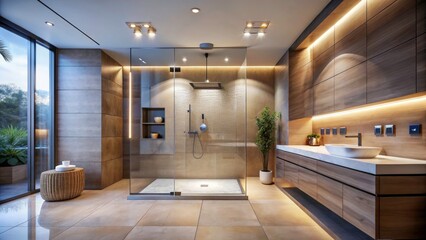 Modern Minimalist Shower Design: Sleek Tiles & Luxurious Lighting | Elegant Bathroom Inspiration