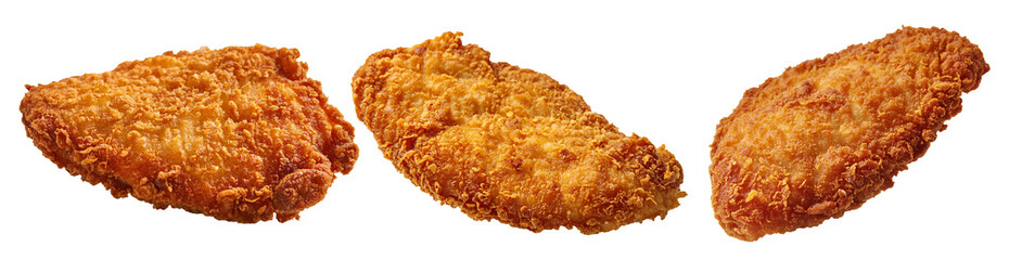 Set of fried chicken isolated on transparent background