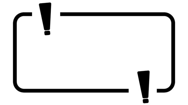 Doodle frame with exclamation marks on a white background.