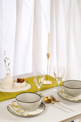 ceramic ware arangement on the dining table
