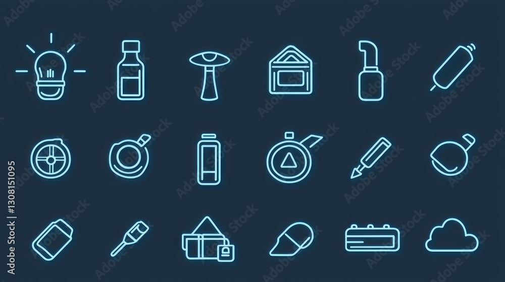 Poster a lightweight icon set in uniform line thickness, ideal for modern and minimalistic designs.
