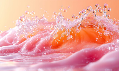 Pink Liquid Splash on Surface