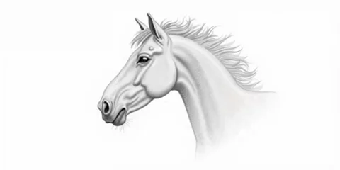 Papier peint photo  realistic pencil drawing of a horse on paper. ai generated  © budistwn