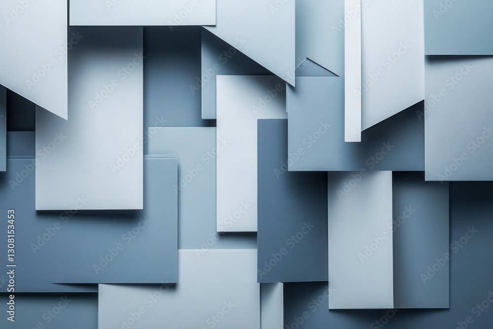 Fototapete sleek paper art background with geometric cut outs in muted blue and gray tones for professional use