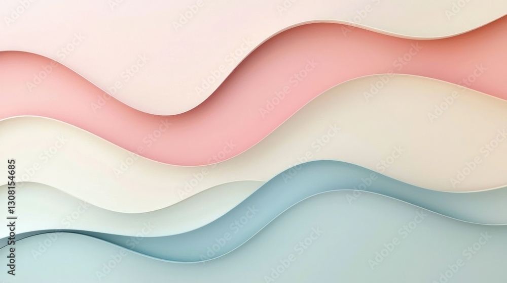 Poster A minimalist 3D abstract design with pastel colors and simple shapes.