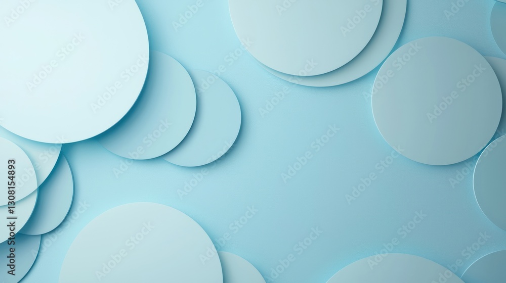 Poster A minimalist blue abstract background with overlapping circular elements and smooth gradients