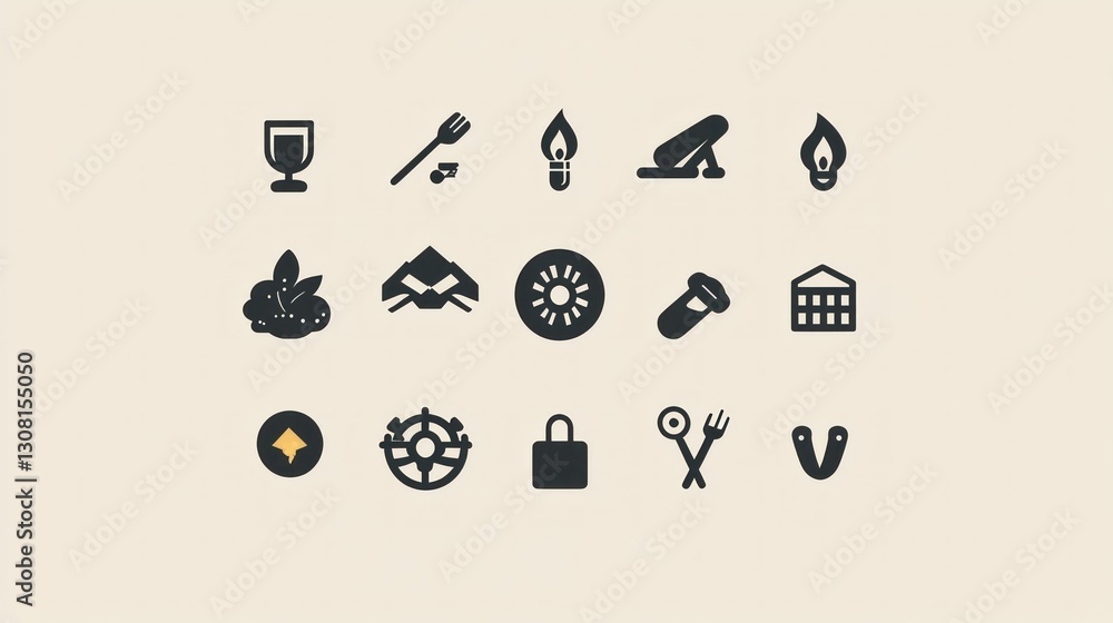 Poster A minimalist collection of icons for small businesses, ideal for creating website interfaces