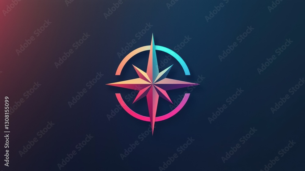 Poster A minimalist compass logo featuring an arrow pointing north, with soft gradient colors.
