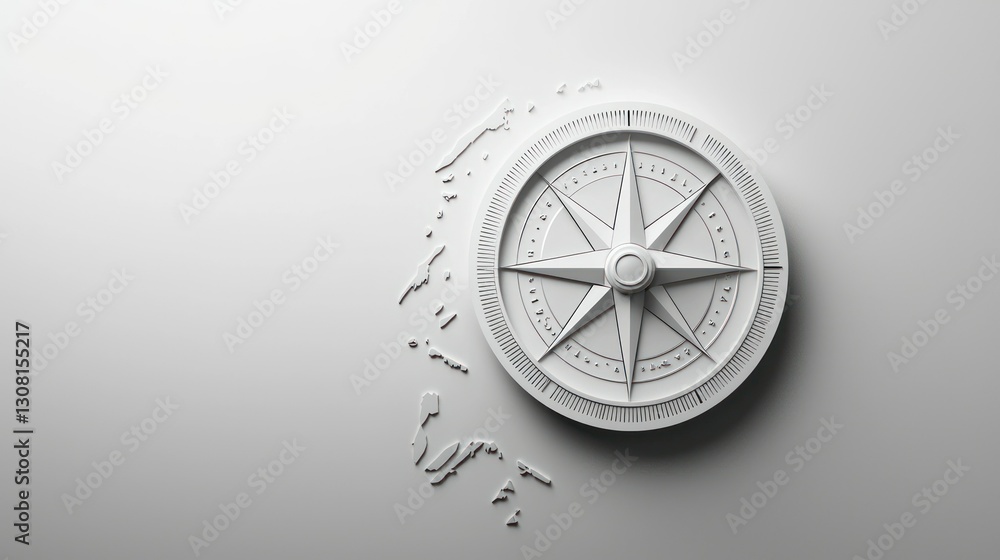 Aufkleber a minimalist design of a compass with clean directional lines on a plain background.