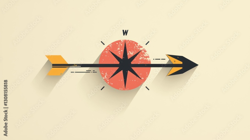 Aufkleber A minimalist vector compass arrow with clean lines and bold directional points