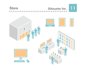 People lining up at a store selling digital devices