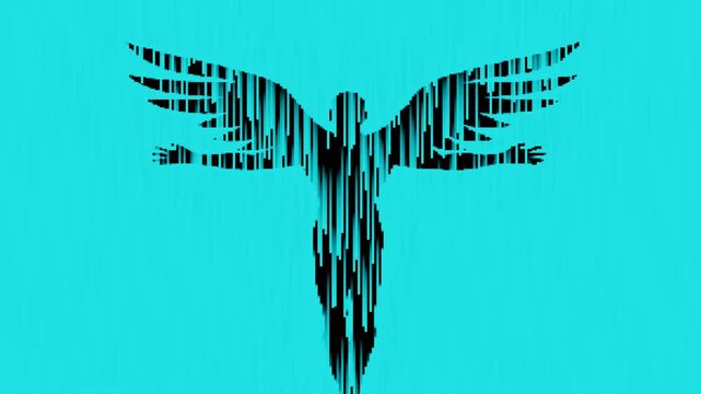 Silhouette of a Man with Outstretched Wings, Pixel Sorting Effect, Icarus Inspiration, Melting Wax Wings, Freedom, Hope