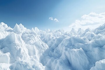Dramatic Arctic wilderness with jagged ice formations and reflective snowfields under cinematic lighting, exploration branding backdrop.