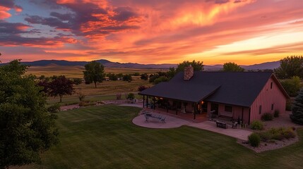 Vibrant sunset with striking lines and bold color contrast.