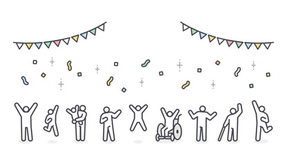 A simple illustration of a person expressing joy