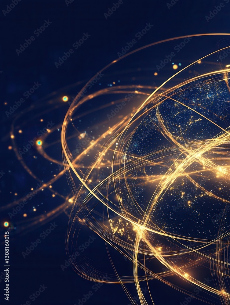 Poster Modern abstract background featuring a stylized globe with glowing interconnected lines representing international relations Generative AI