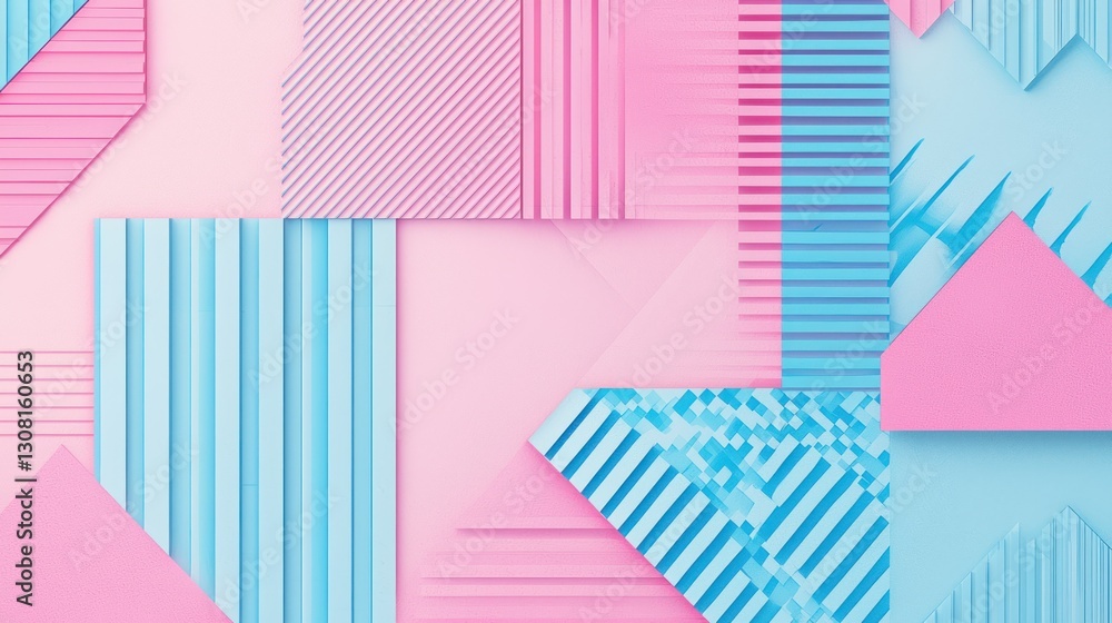 Aufkleber a patterned pink and blue background with geometric shapes and subtle shading