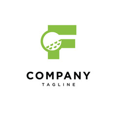 Letter F Golf Ball Logo Icon Vector