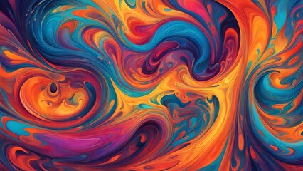 Abstract composition, swathes of vibrant hues blending into one another, texture mimicking brush strokes