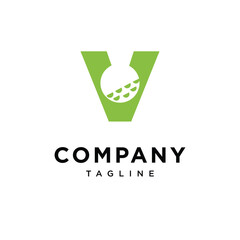 Letter V Golf Ball Logo Icon Vector