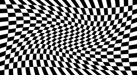 Obraz premium Warped Checkered Grid Pattern Background Illustration Vector