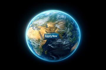 Stunning View of Earth with Text Overlay Encouraging Action for Opportunities and Engagement