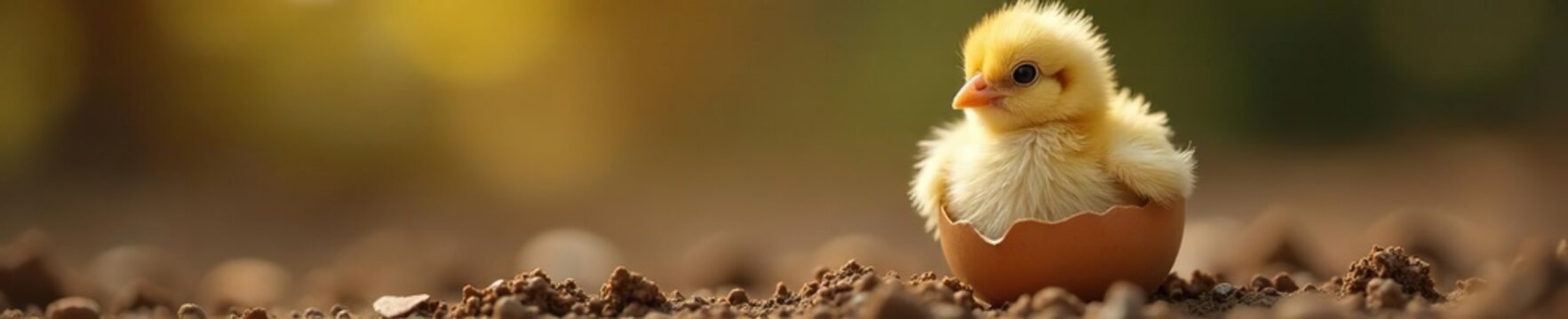 A newly hatched chick emerging from its eggshell; downy feathers visible , natural, organic, animal life