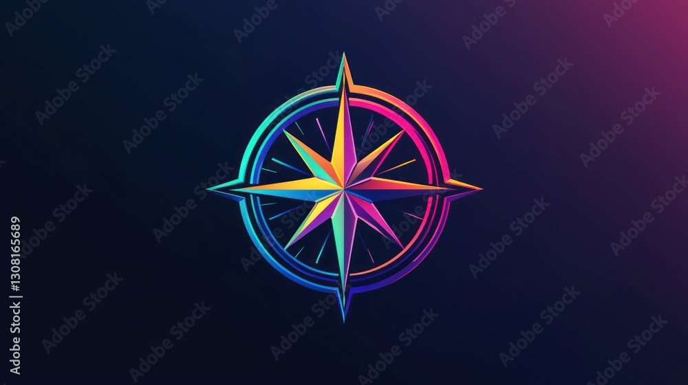 Aufkleber a professional compass logo designed for navigation apps, with sharp edges and vibrant hues