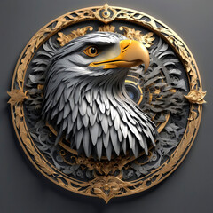 aguila, escudo, logo, puerta, calavera, administrar, arte, símbolo, llamador, estatua