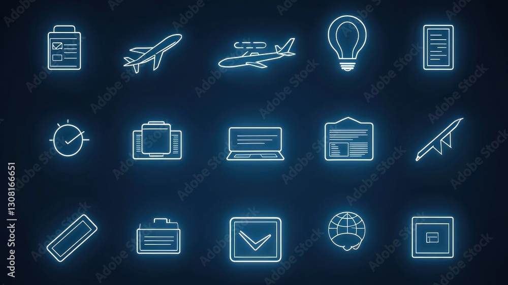 Poster A professional set of business icons with editable stroke lines, perfect for customization and scaling.