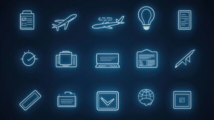 A professional set of business icons with editable stroke lines, perfect for customization and scaling.