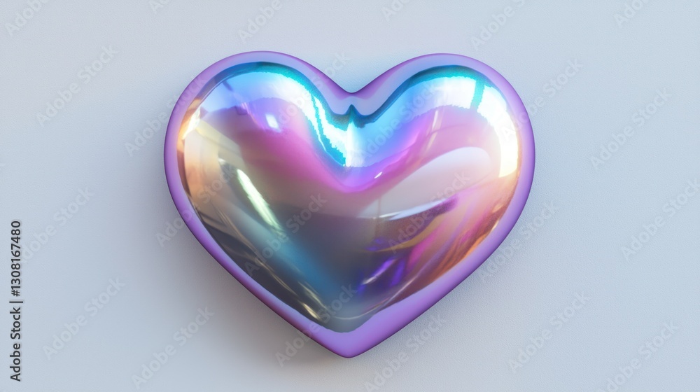 Poster a realistic 3d heart shape with a glossy, reflective texture.
