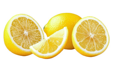 lemons - juicy yellow citrus fruit slices isolated