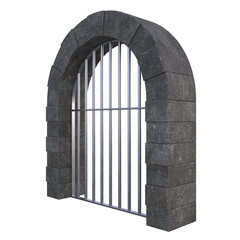 Sewer Arch Grate, 3d illustration isolated on white background