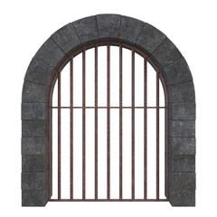 Rusty Sewer Arch Grate, 3d illustration isolated on white background