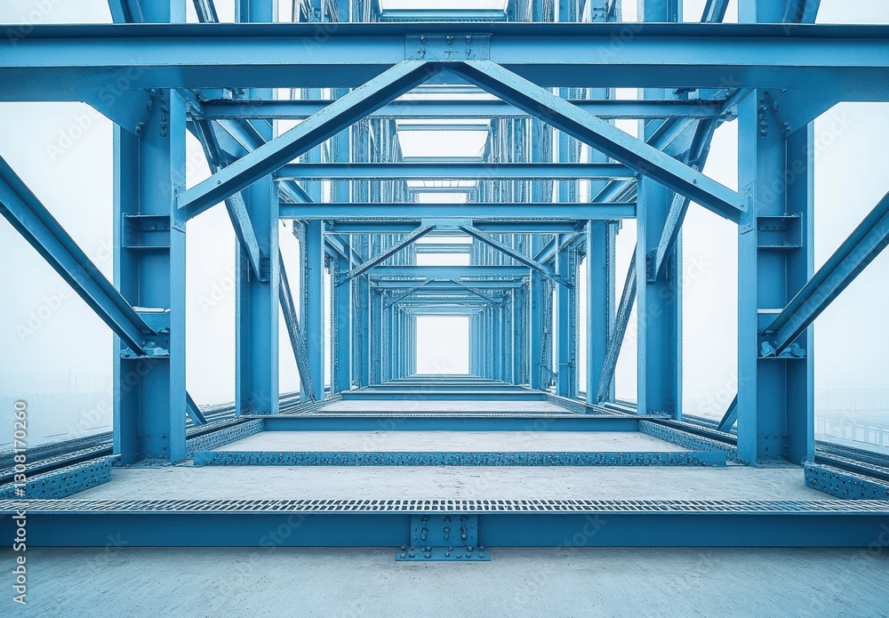 Poster intricate structure of a modern building with steel framework and minimalist design showcase in a cl