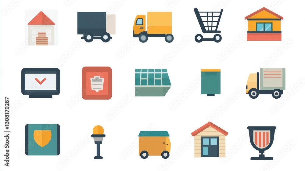 Poster A scalable vector icon set tailored for small businesses, focusing on adaptability and ease of use