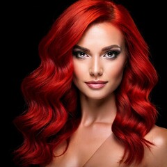 Fototapeta premium a portrait of an woman with red hair on stylish pose in black background