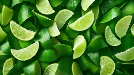 Obraz premium Juicy lime slices, a burst of refreshing citrus flavor for summer drinks and dishes