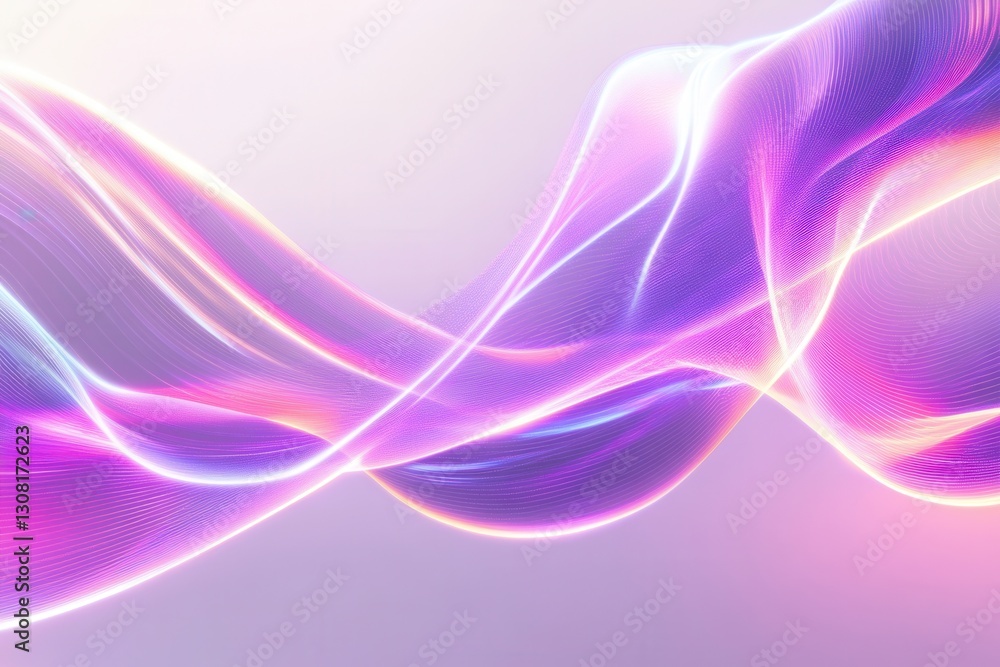 Aufkleber Glowing abstract neon lines in a smooth light trail design on a bright background Generative AI