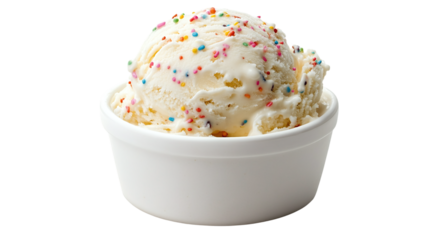 Delicious cake batter ice cream png with transparent background, ideal for food illustrations, dessert menu designs, and creative culinary projects.