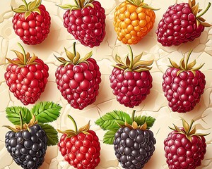 Assorted Berries on Beige Background